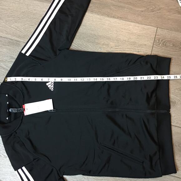 NWT Adidas Women's Track Jacket M Black Pink 3-Stripes Full Zip Logo Primegreen - Picture 5 of 8